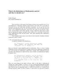 What Is the Relatedness of Mathematics and Art and Why We Should Care?