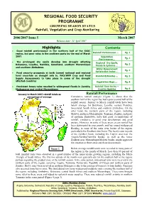 GROWING SEASON STATUS Rainfall, Vegetation and Crop Monitoring