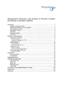Management's Discussion and Analysis of Financial Condition And