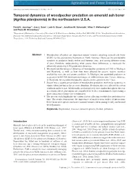 Temporal Dynamics of Woodpecker Predation on Emerald Ash Borer (Agrilus Planipennis) in the Northeastern U.S.A
