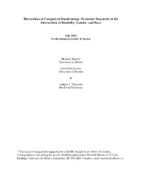 Economic Insecurity at the Intersection of Disability, Gender, and Race