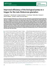 Improved Efficiency of the Biological Pump As a Trigger for the Late Ordovician Glaciation