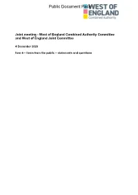 Items from the Public – Statements and Questions
