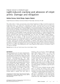 Light-Induced Cracking and Abrasion of Inkjet Prints: Damage and Mitigation