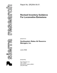 Revised Inventory Guidance for Locomotive Emissions