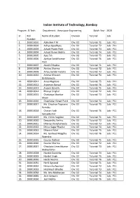 Rolllist Btech DD Bs2020batch