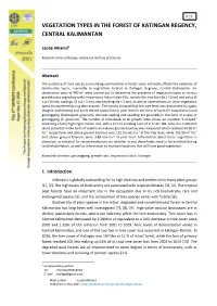 Vegetation Types in the Forest of Katingan Regency, Central Kalimantan