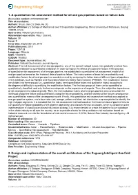 1. a Quantitative Risk Assessment Method for Oil and Gas Pipelines