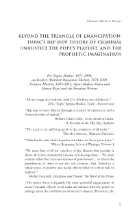Beyond the Triangle of Emancipation: Tupac's Hip Hop Theory of Criminal