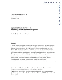 Dynamic Links Between the Economy and Human Development