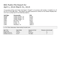 EEO Public File Report for April 1, 2014-March 31, 2015