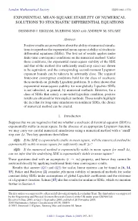 Exponential Mean-Square Stability of Numerical Solutions to Stochastic Differential Equations