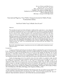 International Regimes: from Public-Intergovernmental to Public-Private Transnational Arenas