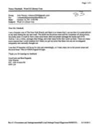 Nancy Marshau- Ward 22 Library Cuts To: Date: Subject: John Warren