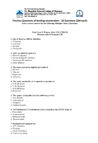 Practice Questions of Backlog Examination - 20 Questions (2M Each) Select Correct Answer for the Following Multiple Choice Questions