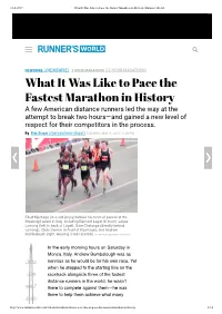 What It Was Like to Pace the Fastest Marathon in History Runner's World