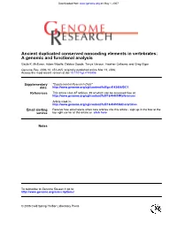 A Genomic and Functional Analysis Ancient Duplicated Conserved