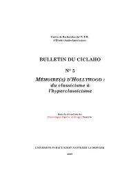 BULLETIN DU CICLAHO N° 5 Du Classicisme À L'hyperclassicisme