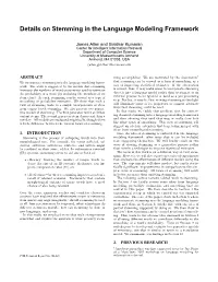 Details on Stemming in the Language Modeling Framework