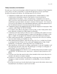 Guidelines for Taking Communion to the Homebound