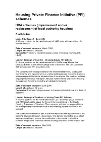 PFI) Schemes HRA Schemes (Improvement And/Or Replacement of Local Authority Housing)