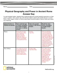 Physical Geography and Power in Ancient Rome Answer