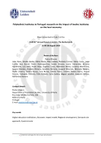 Polytechnic Institutes in Portugal: Research on the Impact of Twelve Institutes on the Local Economy