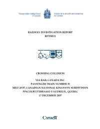 Railway Investigation Report R07d0111 Crossing Collision