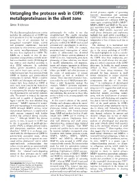Untangling the Protease Web in COPD: Metalloproteinases in the Silent Zone