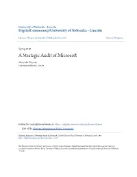 A Strategic Audit of Microsoft Alexander Eitzman University of Nebraska - Lincoln