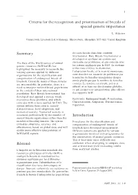 Criteria for the Recognition and Prioritisation of Breeds of Special Genetic Importance