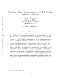 Nonlocality Claims Are Inconsistent with Hilbert Space Quantum