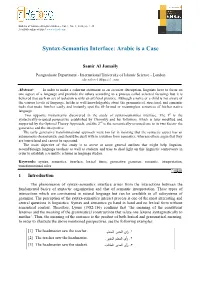 Syntax-Semantics Interface: Arabic Is a Case