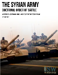 The Syrian Army Doctrinal Order of Battle