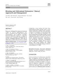 Bloating and Abdominal Distension: Clinical Approach and Management