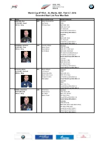 Extended Start List Four Man Bob
