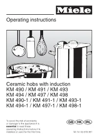 Operating Instructions Ceramic Hobs with Induction KM 490 / KM 491