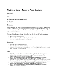 Rhythmic Menu - Favorite Food Rhythms