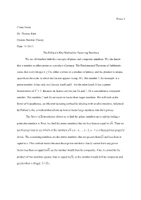 The Pollard's Rho Method for Factoring Numbers