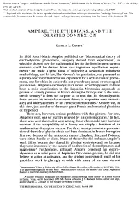 Ampere, the Etherians, and the Oersted Connexion