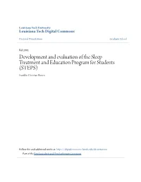 Development and Evaluation of the Sleep Treatment and Education Program for Students (STEPS) Franklin Christian Brown