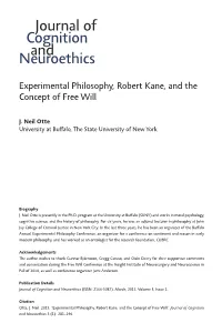 Experimental Philosophy, Robert Kane, and the Concept of Free Will