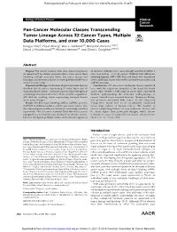 Pan-Cancer Molecular Classes Transcending Tumor Lineage Across 32 Cancer Types, Multiple Data Platforms, and Over 10,000 Cases Fengju Chen1, Yiqun Zhang1, Don L
