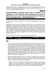 Redevelopment of Existing School Site to Provide a New Academy At