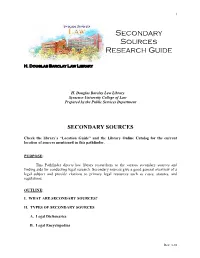Secondary Sources Research Guide