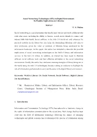 Social Networking in Library Services
