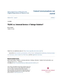 TELRIC Vs. Universal Service: a Takings Violation?