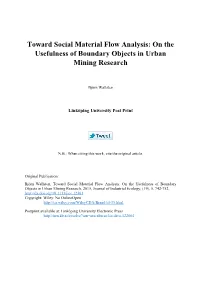 Toward Social Material Flow Analysis: on the Usefulness of Boundary Objects in Urban Mining Research