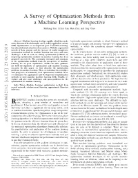 A Survey of Optimization Methods from a Machine Learning Perspective