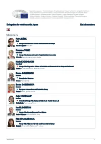 Delegation for Relations with Japan List of Members